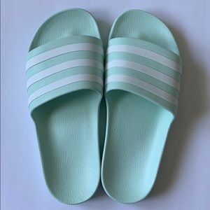 Adidas Slides - Gently Used - Mint Green - Size 6